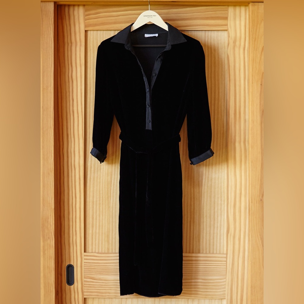 EMERSON FRY - VELVET SHIRTDRESS - BLACK SILK VELVET